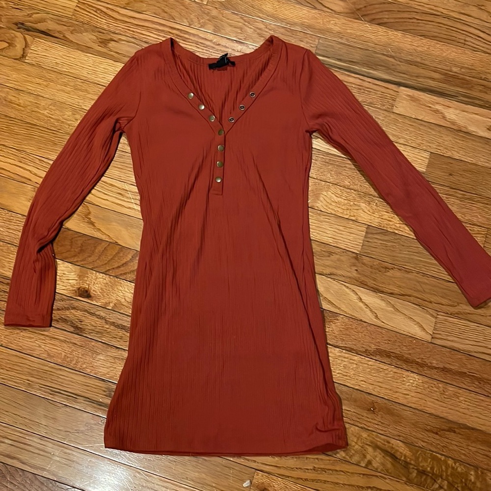 Forever 21 Orange Long-sleeve Dress